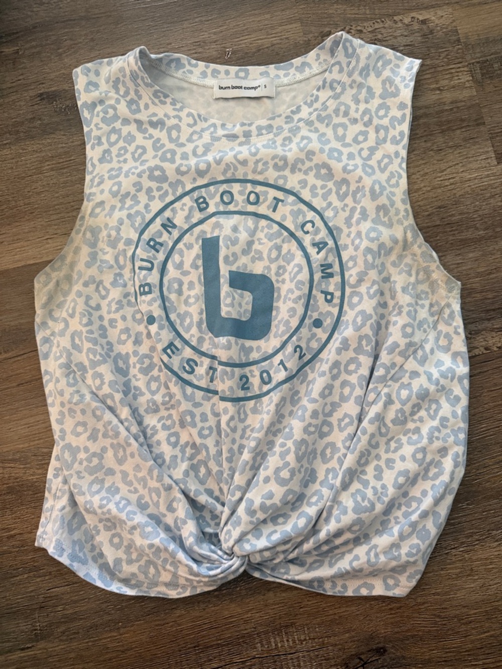 Burn Bootcamp Light Blue Leopard Print Knot Tank
